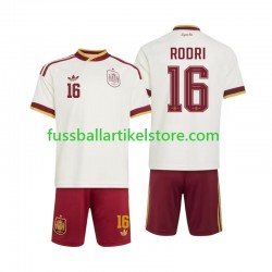 Spanien Auswärtsausrüstung Rodri 16 World Cup 2026 Kinder Set(Trikot und Hose) S/S