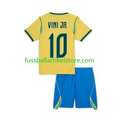 Brasilien Heimausrüstung Vinicius Junior 10 World Cup 2026 Kinder Set(Trikot und Hose) S/S