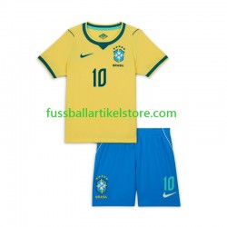 Brasilien Heimausrüstung Vinicius Junior 10 World Cup 2026 Kinder Set(Trikot und Hose) S/S