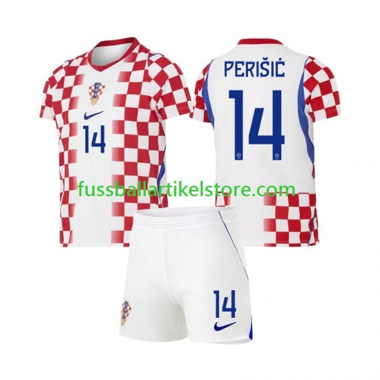 Kroatien Heimausrüstung Ivan Perisic 14 World Cup 2026 Kinder Set(Trikot und Hose) S/S