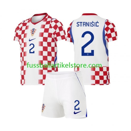 Kroatien Heimausrüstung Josip Stanisic 2 World Cup 2026 Kinder Set(Trikot und Hose) S/S