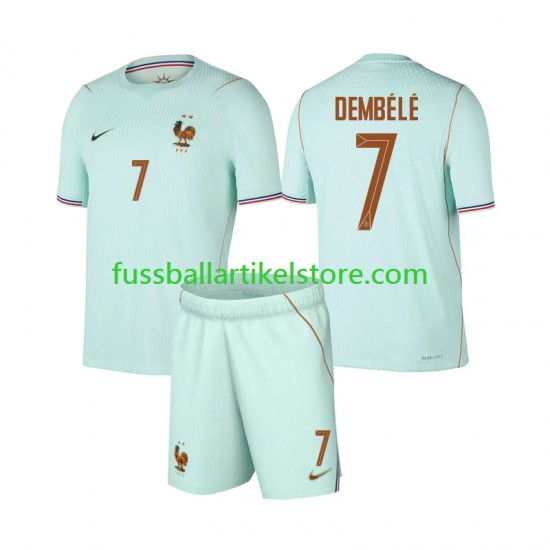 Frankreich Auswärtsausrüstung Ousmane Dembele 7 World Cup 2026 Kinder Set(Trikot und Hose) S/S