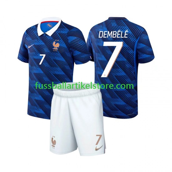 Frankreich Heimausrüstung Ousmane Dembele 7 World Cup 2026 Kinder Set(Trikot und Hose) S/S