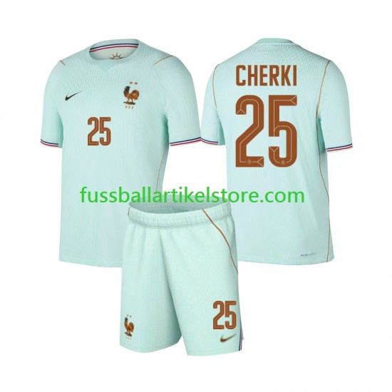Frankreich Auswärtsausrüstung Rayan Cherki 25 World Cup 2026 Kinder Set(Trikot und Hose) S/S