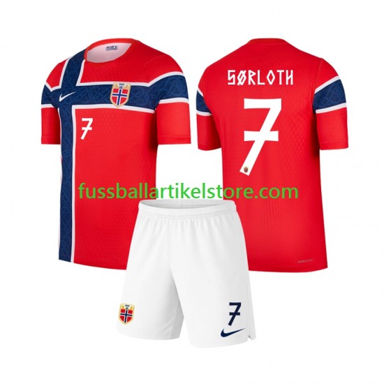 Norwegen Heimausrüstung Alexander Sorloth 7 World Cup 2026 Kinder Set(Trikot und Hose) S/S