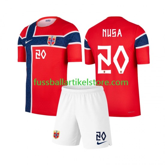 Norwegen Heimausrüstung Antonio Nusa 20 World Cup 2026 Kinder Set(Trikot und Hose) S/S