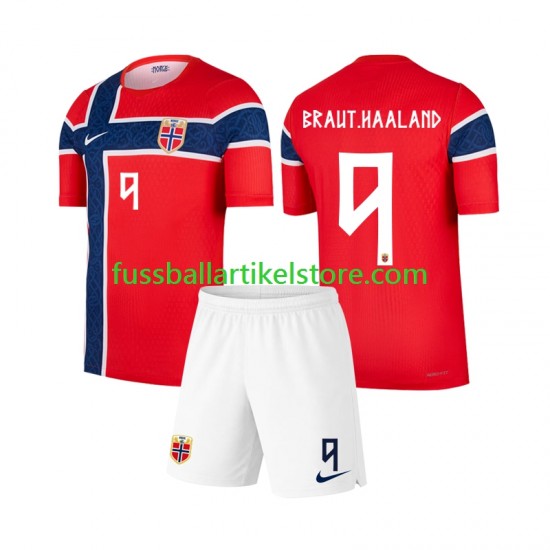 Norwegen Heimausrüstung Erling Haaland 9 World Cup 2026 Kinder Set(Trikot und Hose) S/S