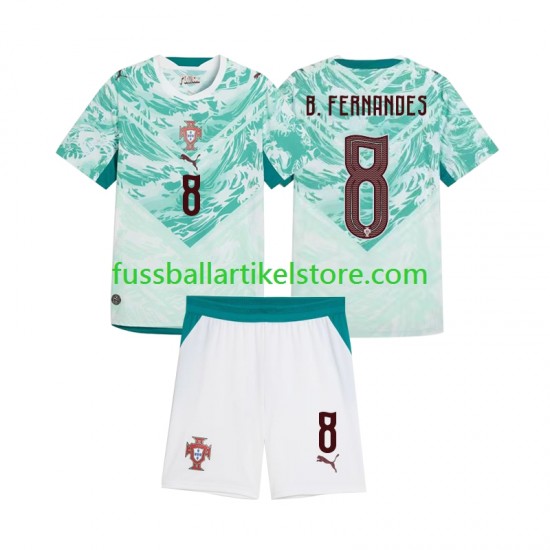 Portugal Auswärtsausrüstung Bruno Fernandes 8 2026 2027 Kinder Set(Trikot und Hose) S/S