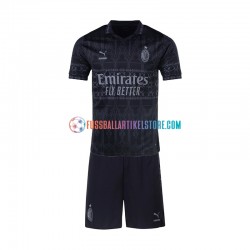 AC Mailand Viertesausrüstung 2023-2024 Kinder Set(Trikot und Hose) Schwarz S/S