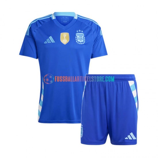 Argentinien Auswärtsausrüstung Copa America 2024 Kinder Set(Trikot und Hose) Blau S/S