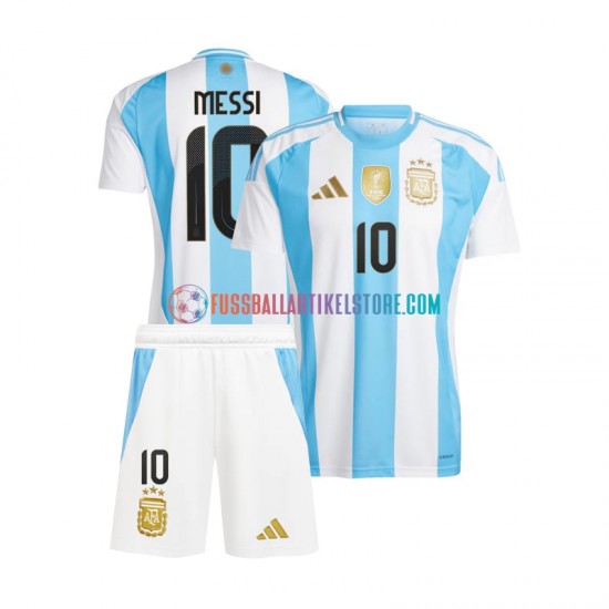 Argentinien Heimausrüstung Lionel Messi 10 Copa America 2024 Kinder Set(Trikot und Hose) Blau Weiß S/S