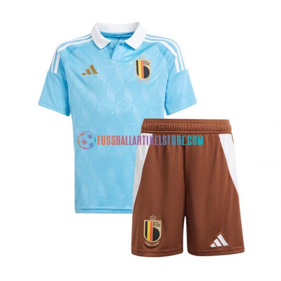 Belgien Auswärtsausrüstung Euro 2024 Kinder Set(Trikot und Hose) Blau S/S