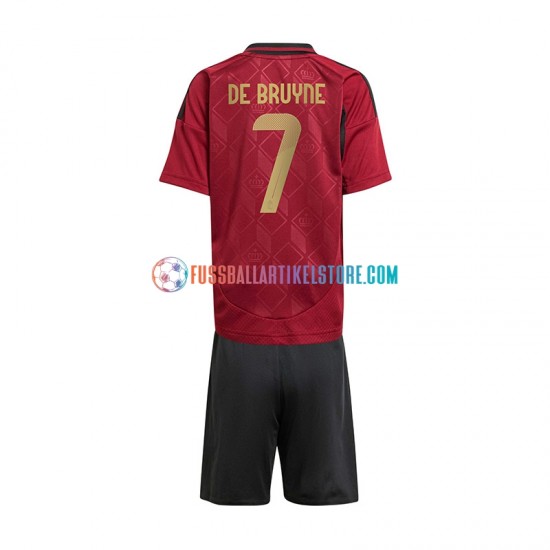 Belgien Heimausrüstung De Bruyne 7 Euro 2024 Kinder Set(Trikot und Hose) Rot S/S