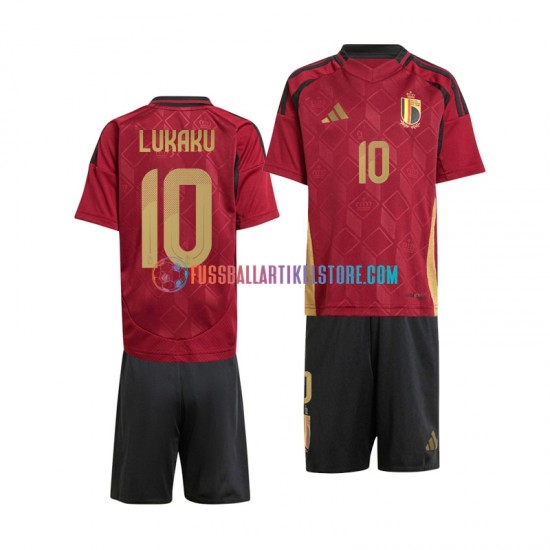 Belgien Heimausrüstung Romelu Lukaku 10 Euro 2024 Kinder Set(Trikot und Hose) Rot S/S