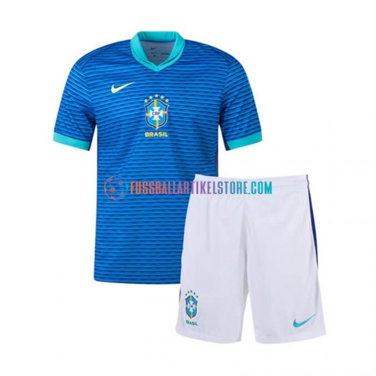 Brasilien Auswärtsausrüstung Copa America 2024 Kinder Set(Trikot und Hose) Blau S/S