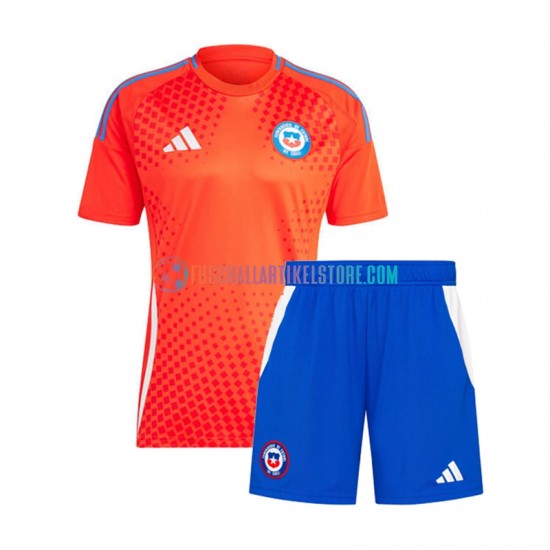 Chile Auswärtsausrüstung Copa America 2024 Kinder Set(Trikot und Hose) Weiß S/S