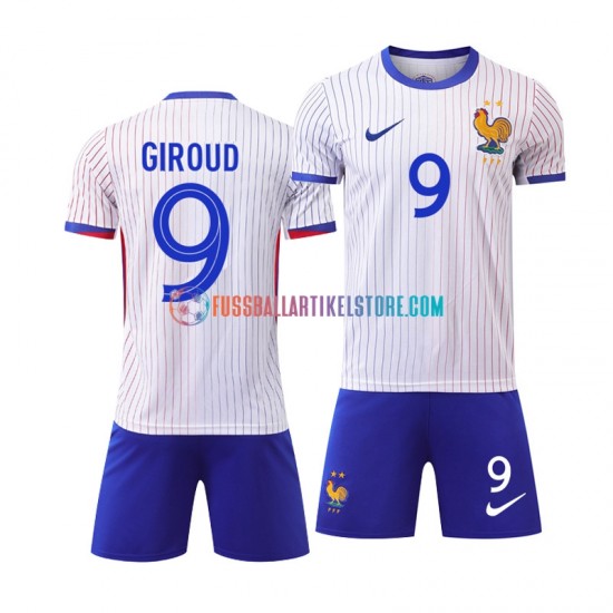 Frankreich Auswärtsausrüstung Olivier Giroud 9 Euro 2024 Kinder Set(Trikot und Hose) Weiß S/S