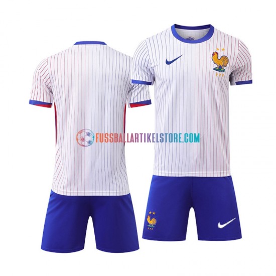 Frankreich Auswärtsausrüstung Euro 2024 Kinder Set(Trikot und Hose) Weiß S/S