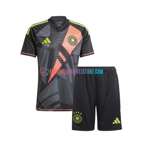 Deutschland Heimausrüstung Torwart Euro 2024 Kinder Set(Trikot und Hose) Schwarz S/S