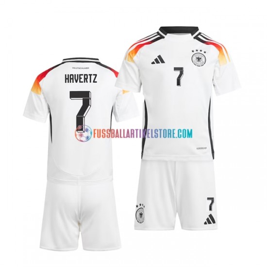 Deutschland Heimausrüstung Havertz 7 Euro 2024 Kinder Set(Trikot und Hose) Weiß S/S