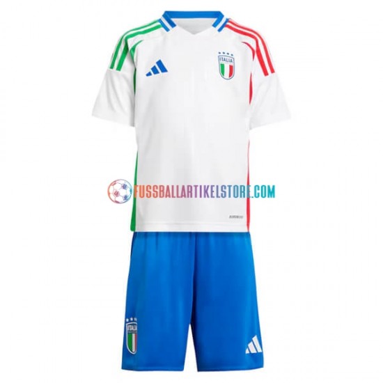 Italien Auswärtsausrüstung Euro 2024 Kinder Set(Trikot und Hose) Weiß S/S