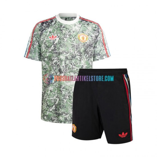 Manchester United Heimausrüstung Stone Roses 2023-2024 Kinder Set(Trikot und Hose) S/S