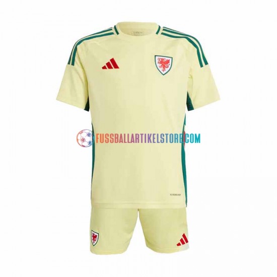 Wales Auswärtsausrüstung 2024 Kinder Set(Trikot und Hose) S/S