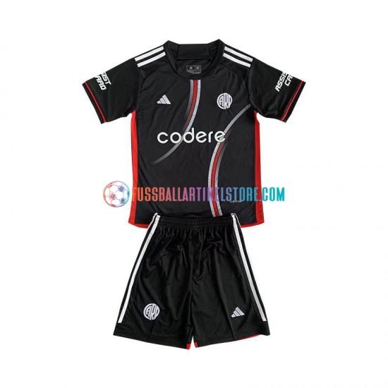 River Plate Ausweichausrüstung 2024-2025 Kinder Set(Trikot und Hose) Schwarz S/S