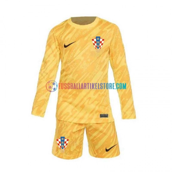 Kroatien Heimausrüstung Torwart Euro 2024 Kinder Set(Trikot und Hose) Gelb L/S