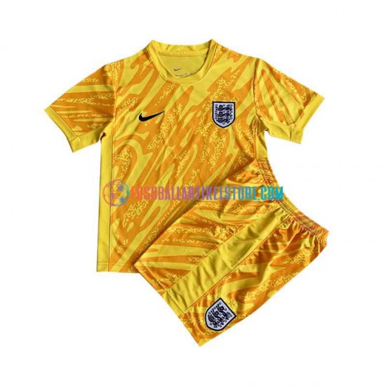 England Auswärtsausrüstung Torwart Euro 2024 Kinder Set(Trikot und Hose) Gelb S/S