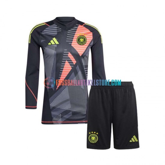 Deutschland Heimausrüstung Torwart Euro 2024 Kinder Set(Trikot und Hose) Schwarz L/S