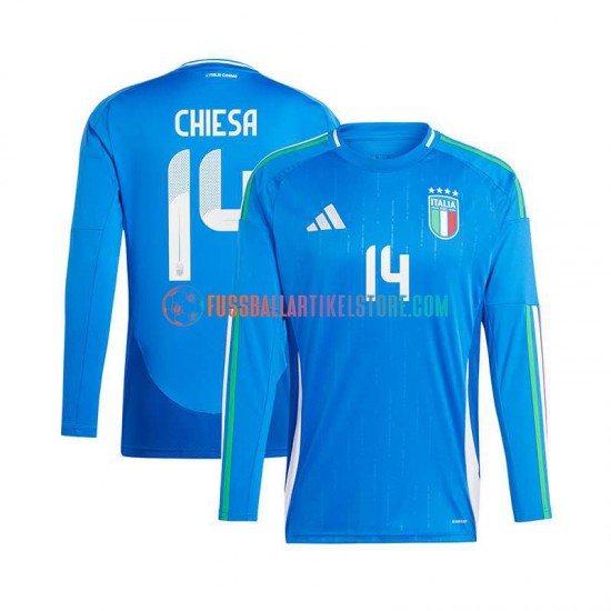 Italien Heimausrüstung Chiesa 14 Euro 2024 Herren Trikot Blau L/S