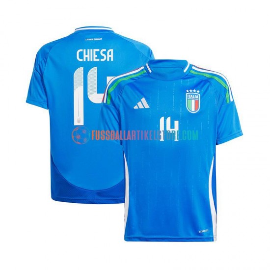 Italien Heimausrüstung Chiesa 14 Euro 2024 Herren Trikot Blau S/S