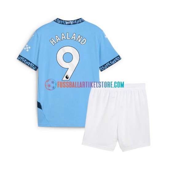 Manchester City Heimausrüstung Erling Haaland 9 2024-2025 Kinder Set(Trikot und Hose) Blau S/S