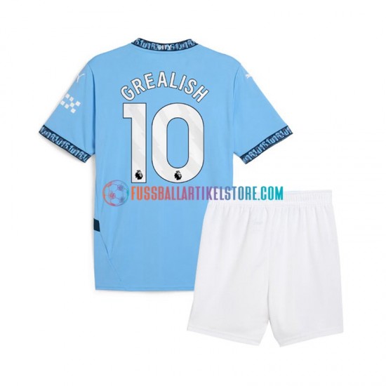 Manchester City Heimausrüstung Jack Grealish 10 2024-2025 Kinder Set(Trikot und Hose) Blau S/S