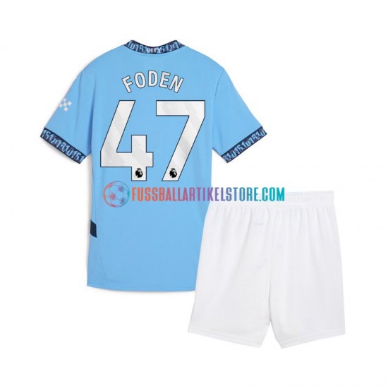 Manchester City Heimausrüstung Phil Foden 47 2024-2025 Kinder Set(Trikot und Hose) Blau S/S