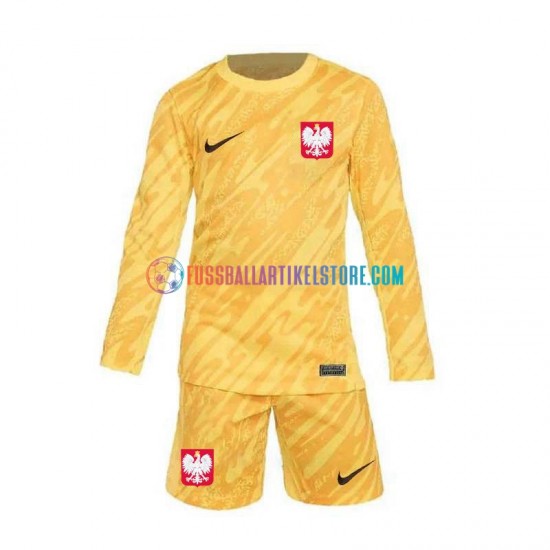 Polen Heimausrüstung Torwart Euro 2024 Kinder Set(Trikot und Hose) Gelb L/S