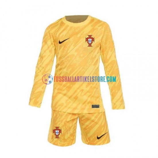 Portugal Heimausrüstung Torwart Euro 2024 Kinder Set(Trikot und Hose) Gelb L/S