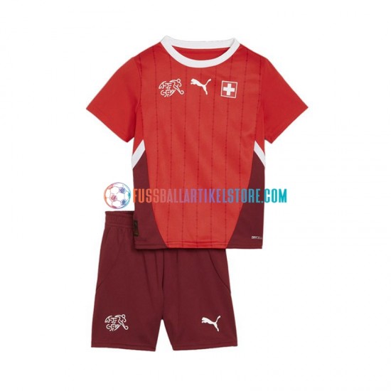 Schweiz Heimausrüstung Euro 2024 Kinder Set(Trikot und Hose) Rot S/S