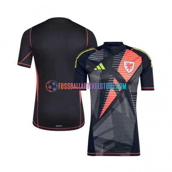 Wales Heimausrüstung Torwart 2024 Herren Trikot Schwarz S/S