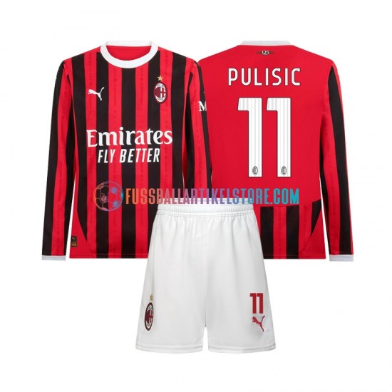 AC Mailand Heimausrüstung Christian Pulisic 11 2024-2025 Kinder Set(Trikot und Hose) L/S