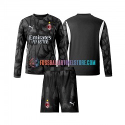 AC Mailand Heimausrüstung Torwart 2024-2025 Kinder Set(Trikot und Hose) Schwarz L/S