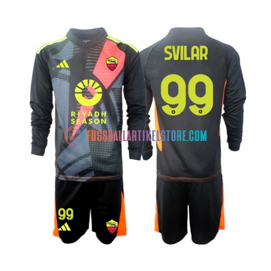 AS Rom Heimausrüstung Torwart Mile Svilar 99 2024-2025 Kinder Set(Trikot und Hose) L/S