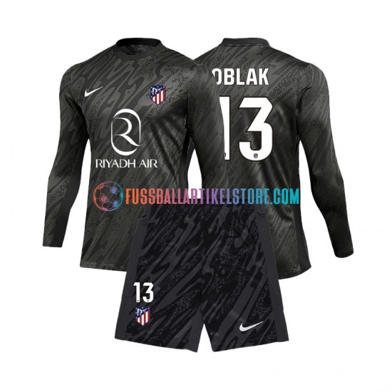 Atlético Madrid Heimausrüstung Torwart Jan Oblak 13 2024-2025 Kinder Set(Trikot und Hose) L/S