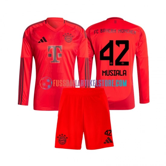 FC Bayern München Heimausrüstung Jamal Musiala 42 2024-2025 Kinder Set(Trikot und Hose) L/S