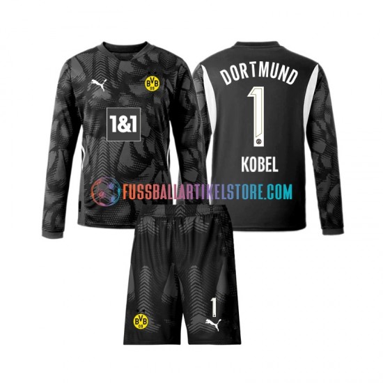 Borussia Dortmund Viertesausrüstung Torwart Gregor Kobel 1 2024-2025 Kinder Set(Trikot und Hose) L/S