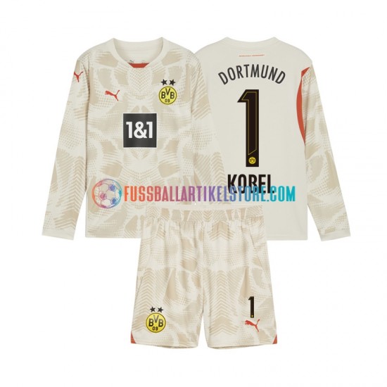 Borussia Dortmund Heimausrüstung Torwart Gregor Kobel 1 2024-2025 Kinder Set(Trikot und Hose) L/S