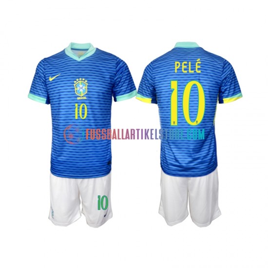 Brasilien Auswärtsausrüstung PELE 10 2024 Kinder Set(Trikot und Hose) S/S