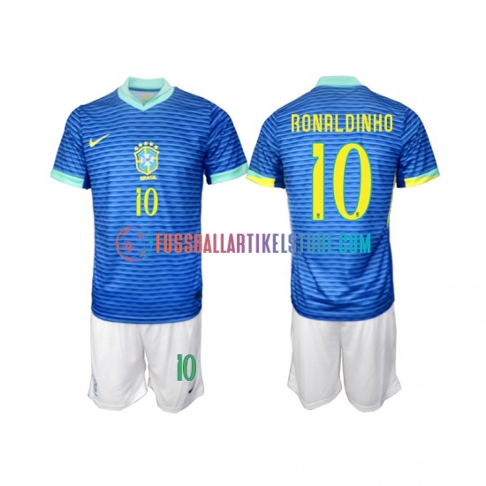 Brasilien Auswärtsausrüstung Ronaldinho 10 2024 Kinder Set(Trikot und Hose) S/S