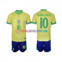 Brasilien Heimausrüstung Ronaldinho 10 2024 Kinder Set(Trikot und Hose) S/S